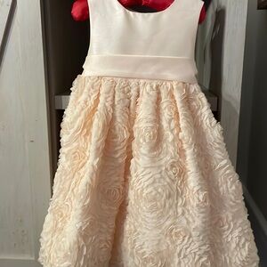 Girls pale pink rosette dress size 4